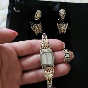 Black hills gold sterling silver jewelry set.